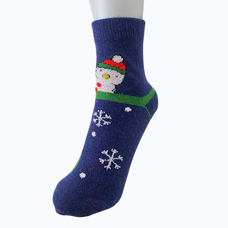 Blue Cute Santa Socks