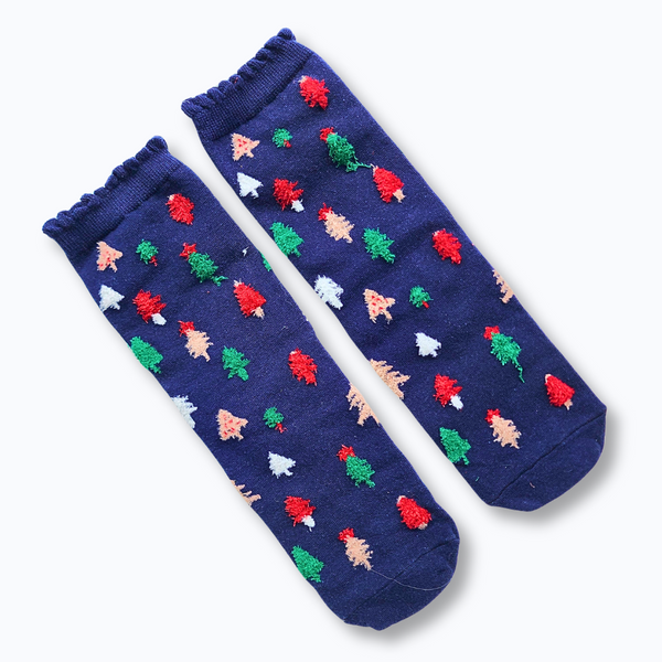 Blue Cute Christmas Socks