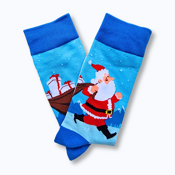 Blue Santa Socks