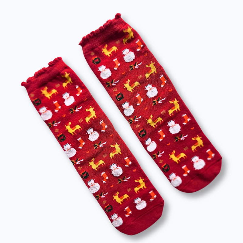 Red Christmas Icons Socks