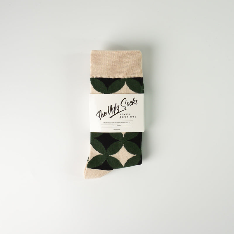 Dark Green Pattern Socks