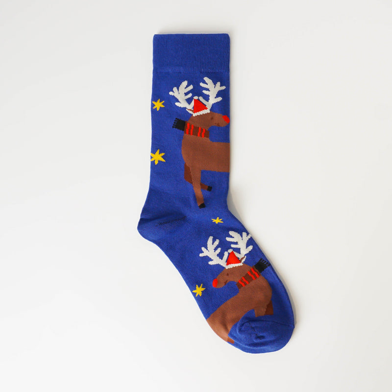 Blue Reindeer Socks